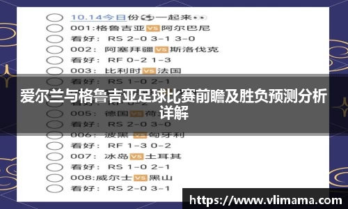 爱尔兰与格鲁吉亚足球比赛前瞻及胜负预测分析详解